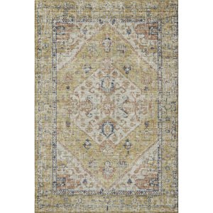 HomeRoots 8' X 10' Wheat Blue Beige Medallion Area Rug - Durable, Washable, UV Protected, Pet-Friendly Design! 684356