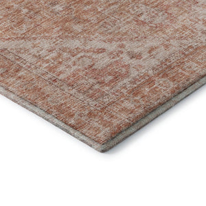HomeRoots 9' Coral & Beige Medallion Area Rug - Washable, UV Protected, Durable, Ideal for Homes with Kids & Pets 684363
