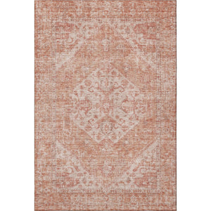 HomeRoots 9' Coral & Beige Medallion Area Rug - Washable, UV Protected, Durable, Ideal for Homes with Kids & Pets 684363