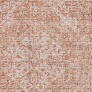 HomeRoots 10' X 14' Coral and Beige Medallion Area Rug - Washable, Stain-Resistant, UV-Protected Elegance 684364