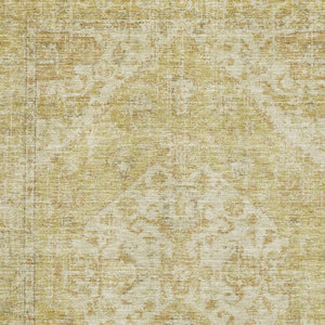 HomeRoots 5' X 8' Gold And Beige Medallion Area Rug - Stylish, Washable, UV-Protected, Perfect for High-Traffic Areas 684366