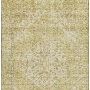 HomeRoots 5' X 8' Gold And Beige Medallion Area Rug - Stylish, Washable, UV-Protected, Perfect for High-Traffic Areas 684366