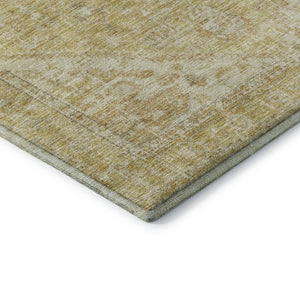 HomeRoots 8' Gold and Beige Medallion Round Rug with UV Protection - Stylish, Washable, and Durable Design! 684367