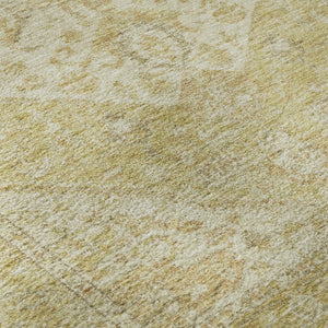 HomeRoots 8' Gold and Beige Medallion Round Rug with UV Protection - Stylish, Washable, and Durable Design! 684367