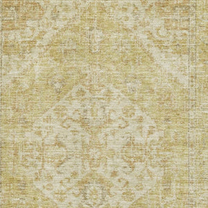 HomeRoots 8' X 10' Gold and Beige Medallion Area Rug - Washable, UV Protected, Durable for Busy Homes & Pets 684368