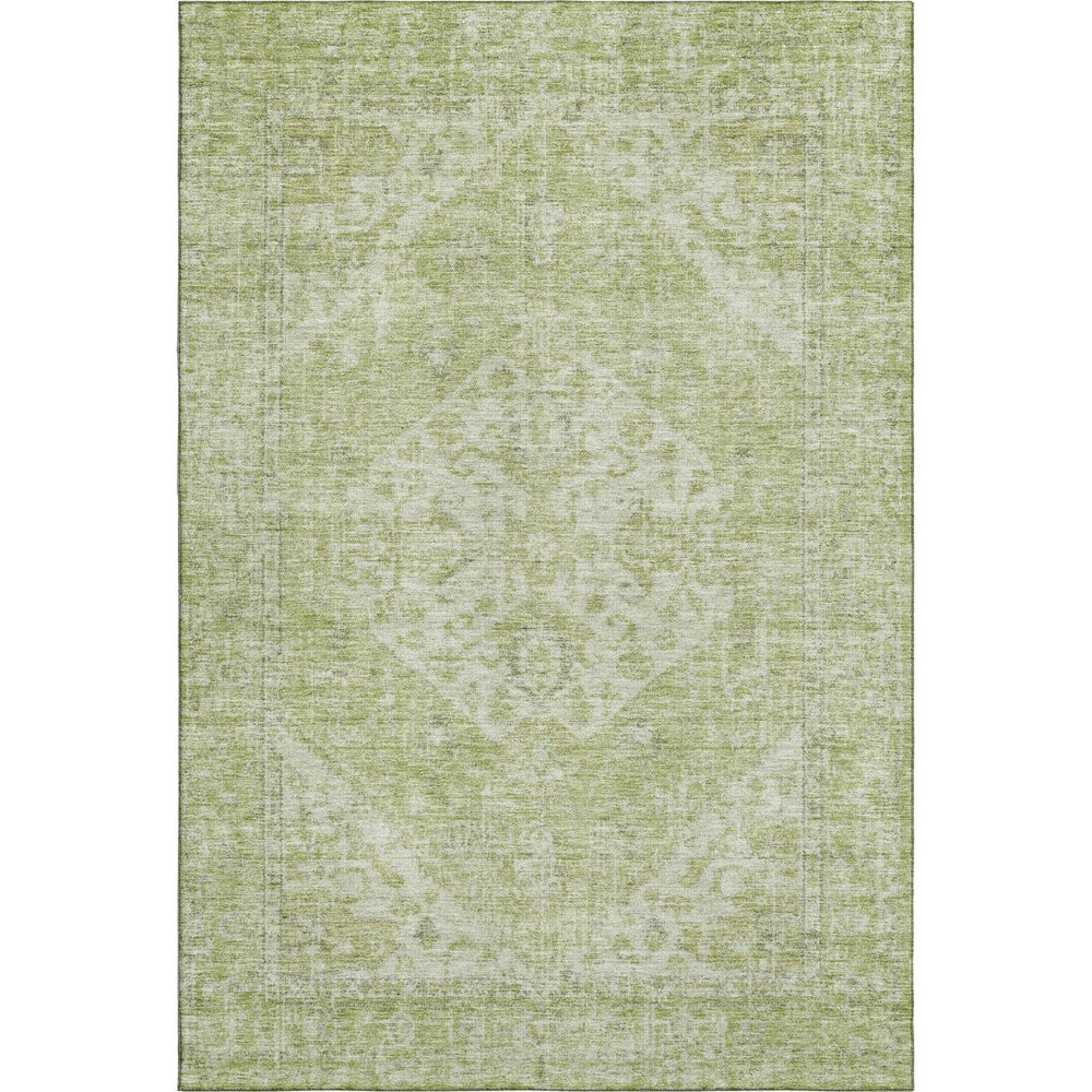 HomeRoots 5' X 8' Sage Medallion Area Rug - Durable, Washable, UV-Resistant, Ideal for Homes with Kids & Pets 684372
