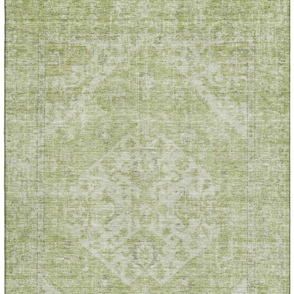 HomeRoots 5' X 8' Sage Medallion Area Rug - Durable, Washable, UV-Resistant, Ideal for Homes with Kids & Pets 684372