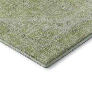HomeRoots 8' Sage and Beige Medallion Round Rug - Washable, UV Protected, Durable for High-Traffic Spaces 684373