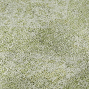 HomeRoots 8' Sage and Beige Medallion Round Rug - Washable, UV Protected, Durable for High-Traffic Spaces 684373