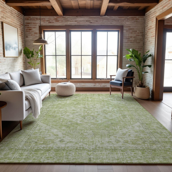 HomeRoots 8' X 10' Sage and Beige Medallion Area Rug - Stylish, Washable, UV-Protected & Durable Design for Home 684374