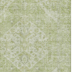 HomeRoots 9' X 12' Sage and Beige Medallion Area Rug – Durable, Washable, UV-Protected for Elegant Homes 684375