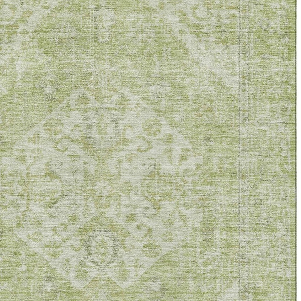 HomeRoots 9' X 12' Sage and Beige Medallion Area Rug – Durable, Washable, UV-Protected for Elegant Homes 684375