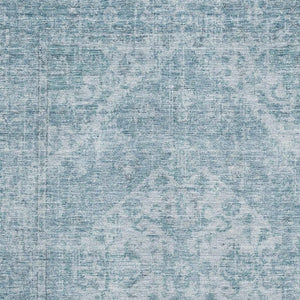 HomeRoots 5' X 8' Sky Blue & Ivory Medallion Area Rug – Washable, Stain-Resistant & UV Protected for Durability 684378