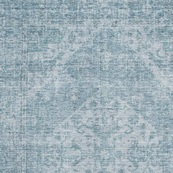 HomeRoots 5' X 8' Sky Blue & Ivory Medallion Area Rug – Washable, Stain-Resistant & UV Protected for Durability 684378