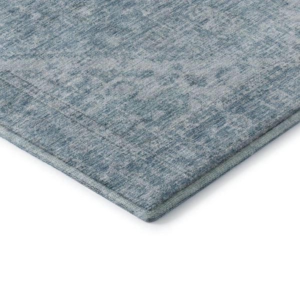 HomeRoots 9' X 12' Sky Blue & Ivory Medallion Washable Area Rug with UV Protection for Stylish Durability 684381
