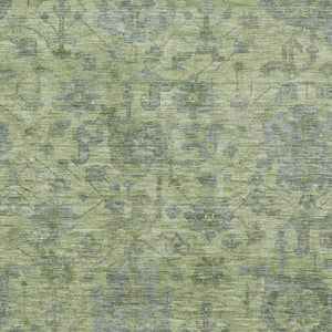 HomeRoots 5' X 8' Artichoke Green and Gray Damask Area Rug – Durable, Washable, UV-Protected for Any Room 684384