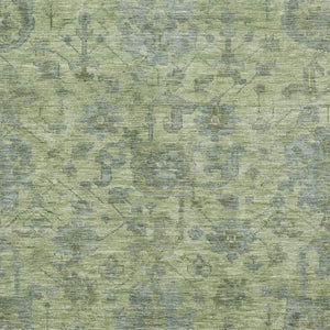 HomeRoots 8' X 10' Artichoke Green and Gray Damask Rug - Washable, UV-Protected, Durable & Stylish Home Accent 684386