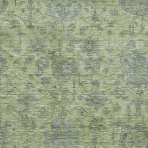 HomeRoots 10' X 14' Artichoke Green & Gray Damask Area Rug - Stylish, Washable, UV Protected for Homes 684388