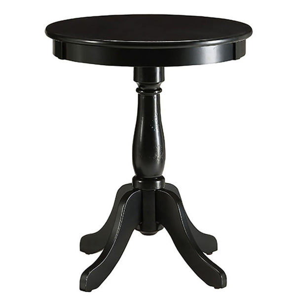 English Elm Black Side Table Cottage-Style Turned Pedestal Accent Table, Solid Wood Black Finish, Compact Charm B062P189133