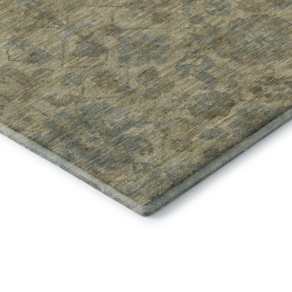 HomeRoots 5' X 8' Elegant Beige and Gray Damask Area Rug - Washable, Stain-Resistant, UV Protected Design 684390