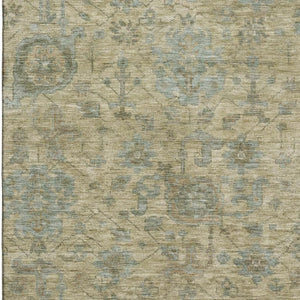 HomeRoots 5' X 8' Elegant Beige and Gray Damask Area Rug - Washable, Stain-Resistant, UV Protected Design 684390