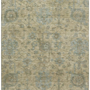 HomeRoots 5' X 8' Elegant Beige and Gray Damask Area Rug - Washable, Stain-Resistant, UV Protected Design 684390