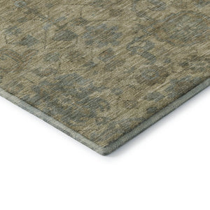 HomeRoots 8' X 10' Damask Area Rug in Beige and Gray - Washable, UV-Protected, Durable, and Elegant Design 684392