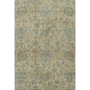 HomeRoots 8' X 10' Damask Area Rug in Beige and Gray - Washable, UV-Protected, Durable, and Elegant Design 684392