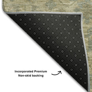 HomeRoots 9' X 12' Beige and Gray Damask Area Rug - Washable, UV Protected, Durable, Perfect for Family Homes! 684393