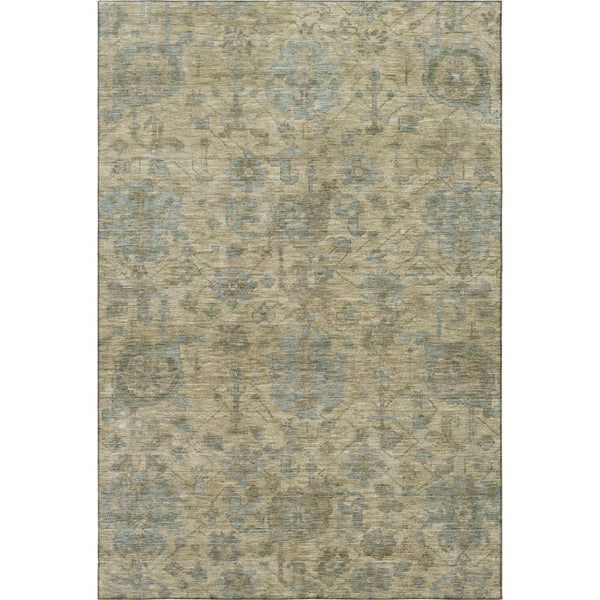 HomeRoots 9' X 12' Beige and Gray Damask Area Rug - Washable, UV Protected, Durable, Perfect for Family Homes! 684393