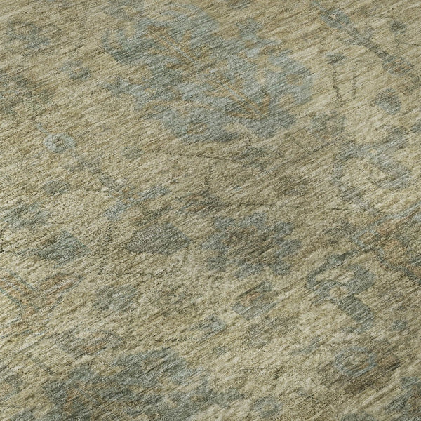 HomeRoots 10' Beige and Gray Damask Area Rug - Washable, UV Protected, Perfect for High-Traffic Spaces! 684394