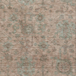 HomeRoots 5' X 8' Coral and Gray Damask Area Rug – Stylish, Washable, Stain-Resistant with UV Protection! 684396