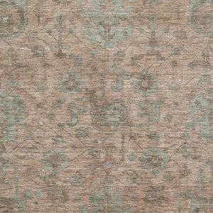 HomeRoots 8' X 10' Coral and Gray Damask Area Rug - Washable, Durable, UV-Protected for Busy Homes & Style 684398