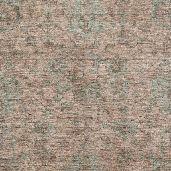 HomeRoots 8' X 10' Coral and Gray Damask Area Rug - Washable, Durable, UV-Protected for Busy Homes & Style 684398