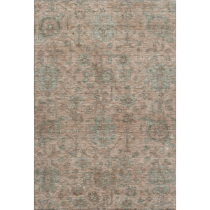 HomeRoots 9' Coral and Gray Damask Area Rug – Washable, UV Protected, Stain Resistant for Home & Patio Use 684399