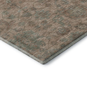 HomeRoots 9' Coral and Gray Damask Area Rug – Washable, UV Protected, Stain Resistant for Home & Patio Use 684399