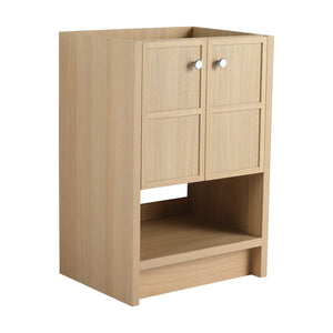 English Elm 24" Modern Freestanding Bathroom Vanity Oak Plywood with Soft-Closing Doors & Open Shelf Storage W1972P268402