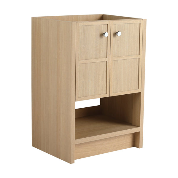 English Elm 24" Modern Freestanding Bathroom Vanity Oak Plywood with Soft-Closing Doors & Open Shelf Storage W1972P268402