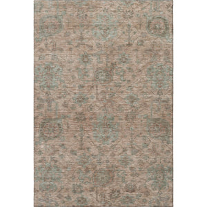 HomeRoots 10' X 14' Coral & Gray Damask Area Rug - Stylish, Washable, UV-Protected for Family Living Spaces 684400