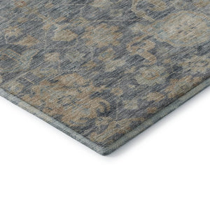 HomeRoots 5' X 8' Denim Blue, Rust & Beige Damask Area Rug – Stylish, Stain-Resistant & UV Protected Design 684402