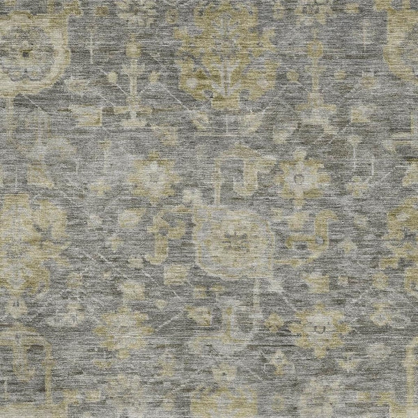 HomeRoots 5' X 8' Elegant Pewter Gray & Beige Damask Area Rug – Washable, UV-Protected for Busy Homes! 684408