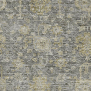 HomeRoots 9' X 12' Pewter Gray and Beige Damask Area Rug - Stylish, Washable, UV-Protected for Family Spaces 684411