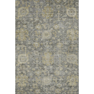 HomeRoots 10' X 14' Pewter Gray & Beige Damask Washable Area Rug - Stain Resistant, UV Protected & Durable Design 684412