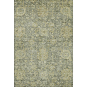 HomeRoots 5' X 8' Elegant Sage & Gold Damask Washable Area Rug with UV Protection for Stylish Homes 684414