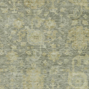 HomeRoots 5' X 8' Elegant Sage & Gold Damask Washable Area Rug with UV Protection for Stylish Homes 684414