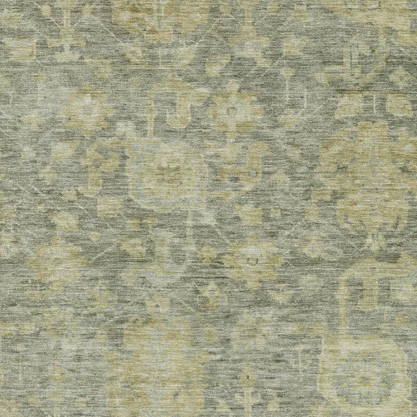 HomeRoots 5' X 8' Elegant Sage & Gold Damask Washable Area Rug with UV Protection for Stylish Homes 684414