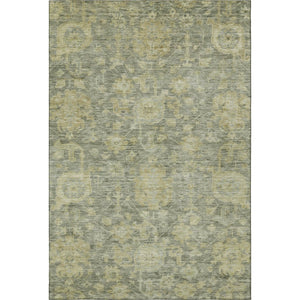 HomeRoots 5' X 8' Elegant Sage & Gold Damask Washable Area Rug with UV Protection for Stylish Homes 684414