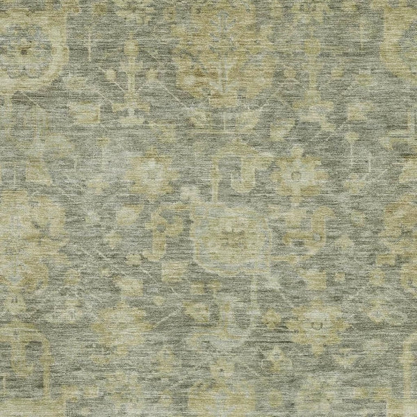 HomeRoots 8' X 10' Sage & Gold Damask Washable Area Rug – Stylish, Durable, Stain-Resistant, UV Protected Design 684416