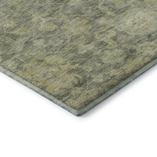 HomeRoots 9' X 12' Sage and Gold Damask Area Rug - Elegant, Washable, UV-Protected, Stain-Resistant Design! 684417