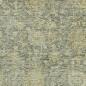 HomeRoots 9' X 12' Sage and Gold Damask Area Rug - Elegant, Washable, UV-Protected, Stain-Resistant Design! 684417